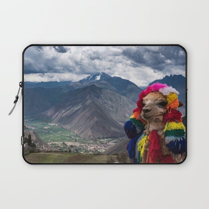 Llama Posing Mountains Cuzco Peru Laptop Sleeve