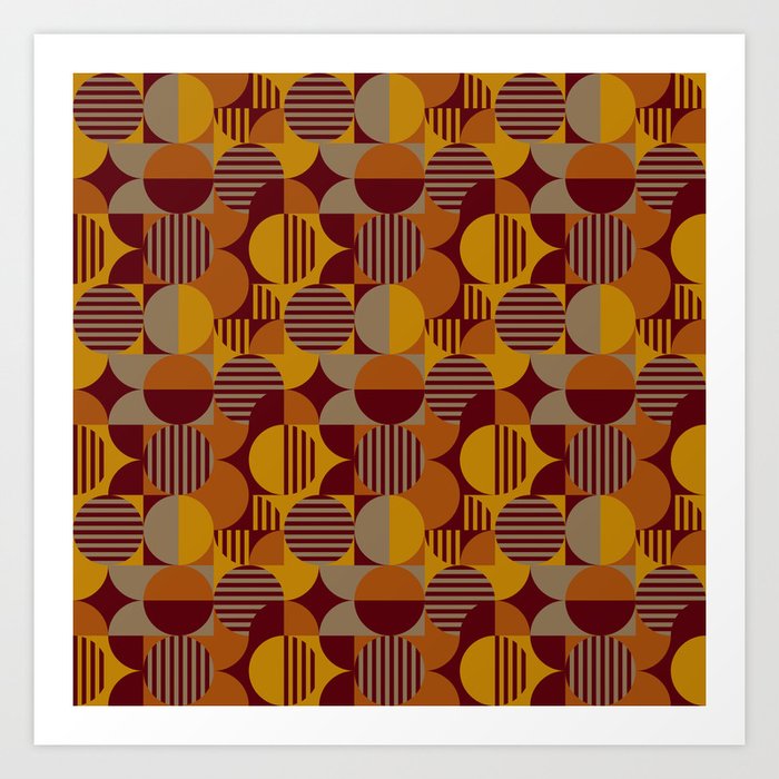 Modern Geometric Pattern in Fall Colors Art Print