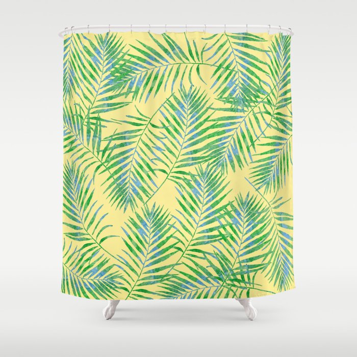 Fern Leaves Yellow Shower Curtain