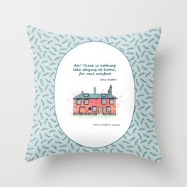 Jane Austen house and quote Throw Pillow