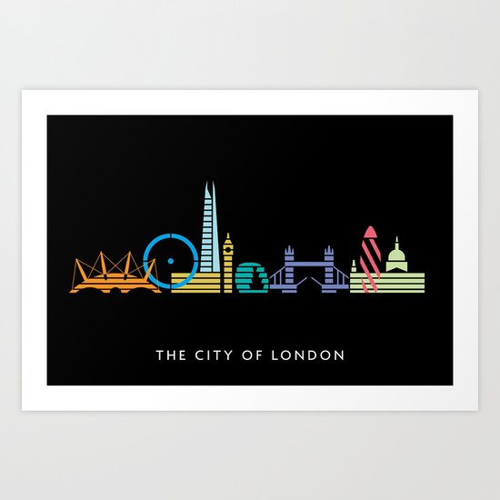 London Skyline Black Art Print