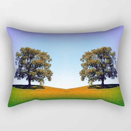 Posing tree on a hill in summertime Rectangular Pillow