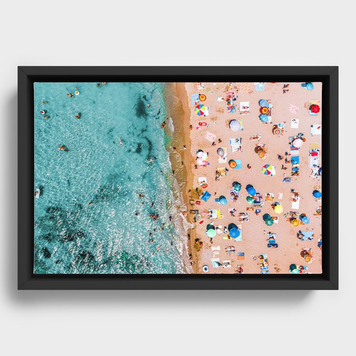 Ocean Waves Art Print, Aerial Beach Ocean Print, Summer Vibes Home Decor, Australia Beach Photography Framed Canvas