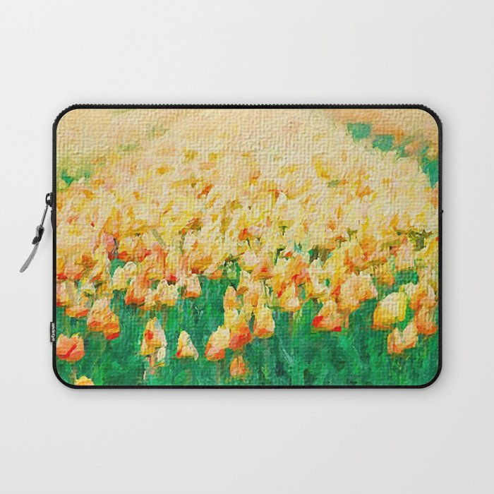 Yellow Tulips field digital art Laptop Sleeve