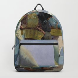 Joaquin Sorolla y Bastida - Las tres velas Backpack | Basket, Artprint, Old, Wallart, Vintage, Painting, Boat, Poster, Beach, Wind 