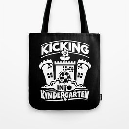 Kicking Into Kindergarten Cute Kids Illustration Tote Bag