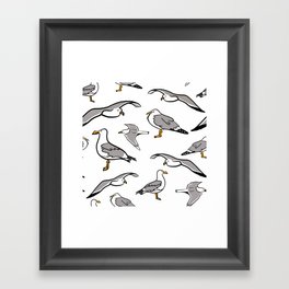 Seagulls by the Seashore White Framed Art Print