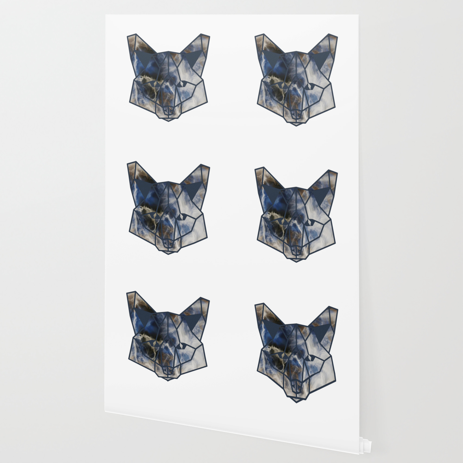Fox Head Navy Marble Wallpaper By Gogodesignstudio Society6