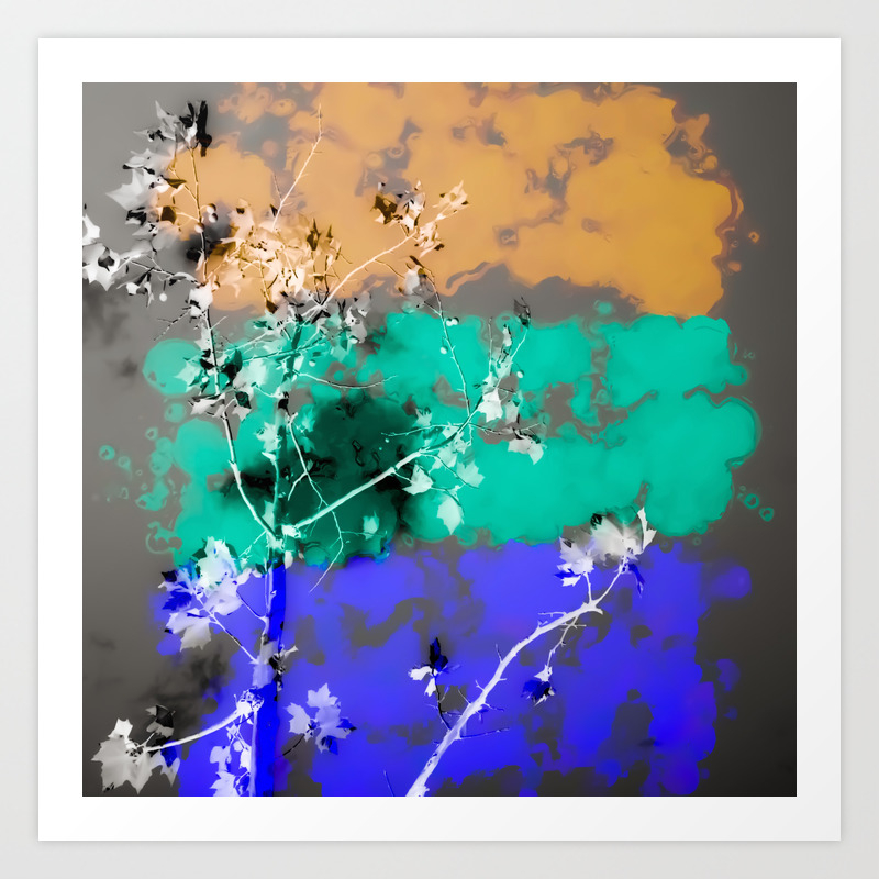 Tree Branch With Leaf And Painting Abstract Background In Brown