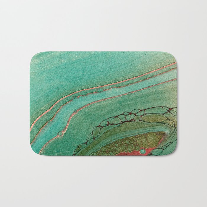 teal gold and pink acrylic agate Bath Mat