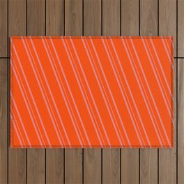 [ Thumbnail: Red & Light Coral Colored Lines/Stripes Pattern Outdoor Rug ]