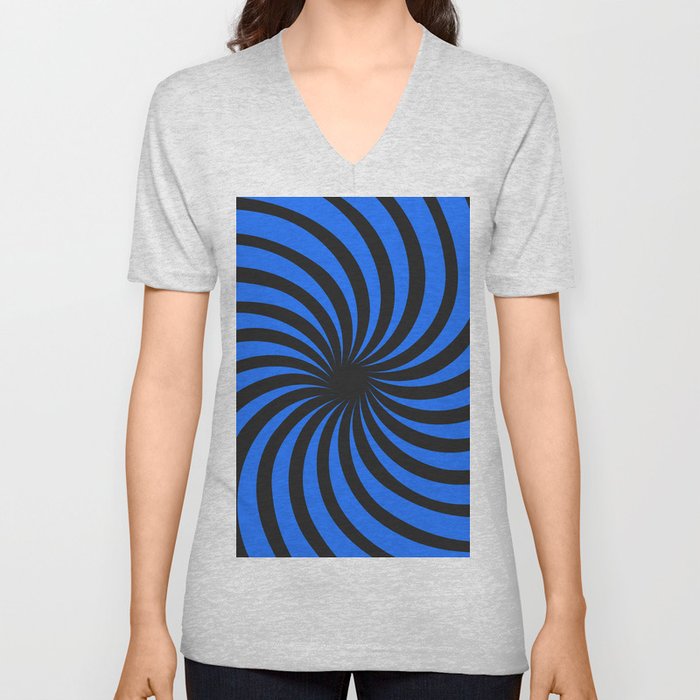 Black and Blue Spinning Hole. V Neck T Shirt