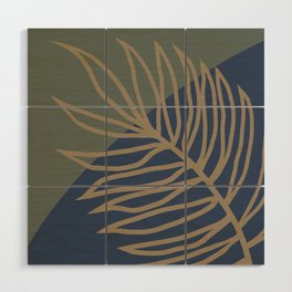 Palm leave blue green design minimal modern Wood Wall Art