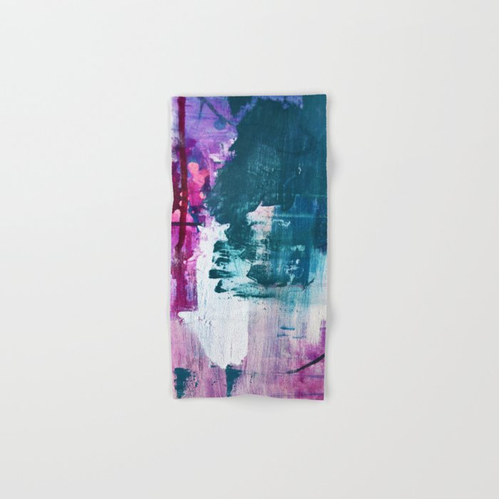 Complexity: a pretty abstract mixed-media piece in teal and purple by Alyssa Hamilton Art Hand & Bath Towel