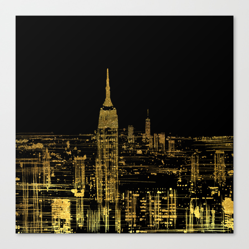 Abstract Gold City Skyline Design Canvas Print By Oursunnycdays
