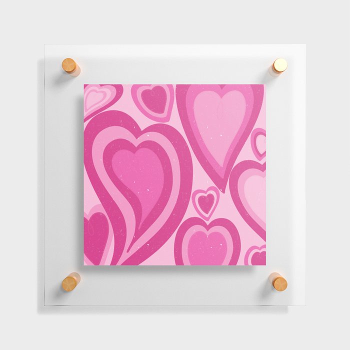 Hot Pink Retro 70s Hearts Aesthetic (xii 2021) Floating Acrylic Print