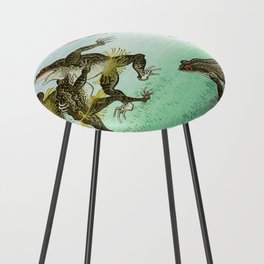 Frogs Wrestling by Ohara Koson Counter Stool