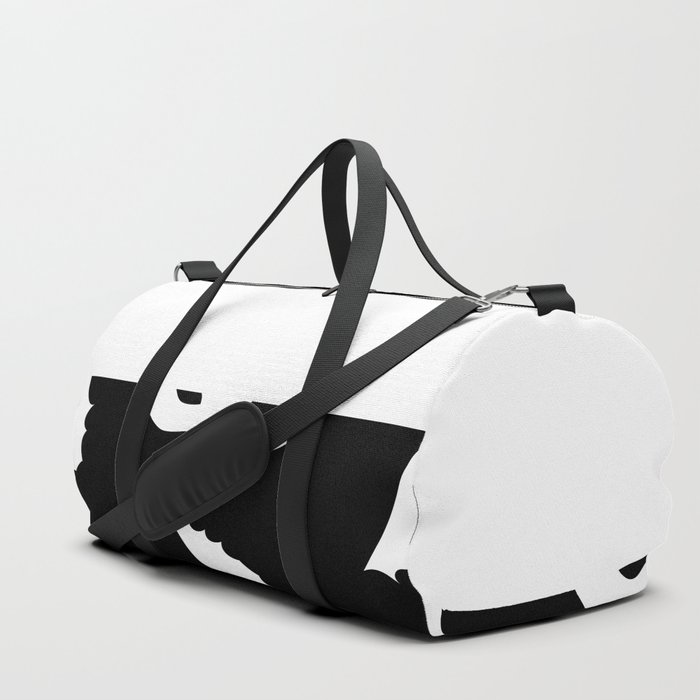 White Mask Silhouette on Black and White Horizontal Split Duffle Bag