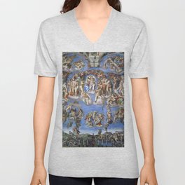 Michelangelo - The Last Judgment V Neck T Shirt