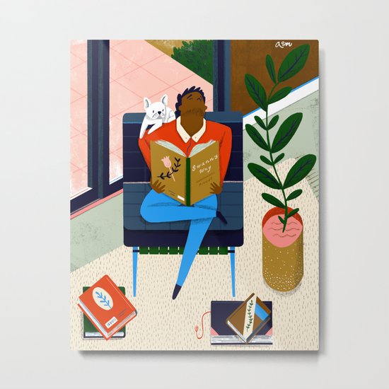 Frenchies Reading Frenchies Metal Print
