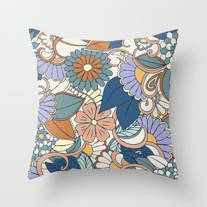Scandinavian Spring Flowers Throw Pillow by ANUTU STUDIO DESIGN
