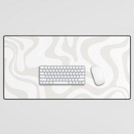 Liquid Swirl Abstract Pattern in Nearly White and Pale Stone Desk Mat