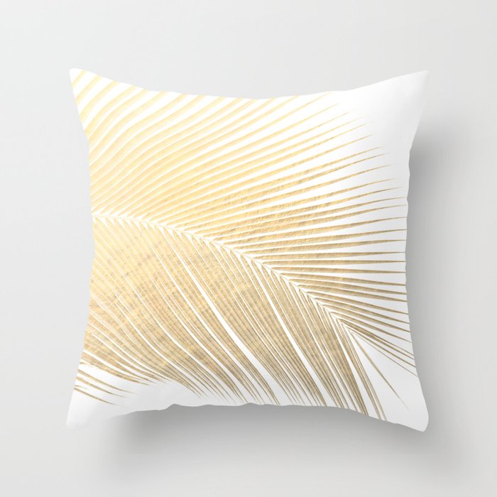 Palm leaf - gold Throw Pillow