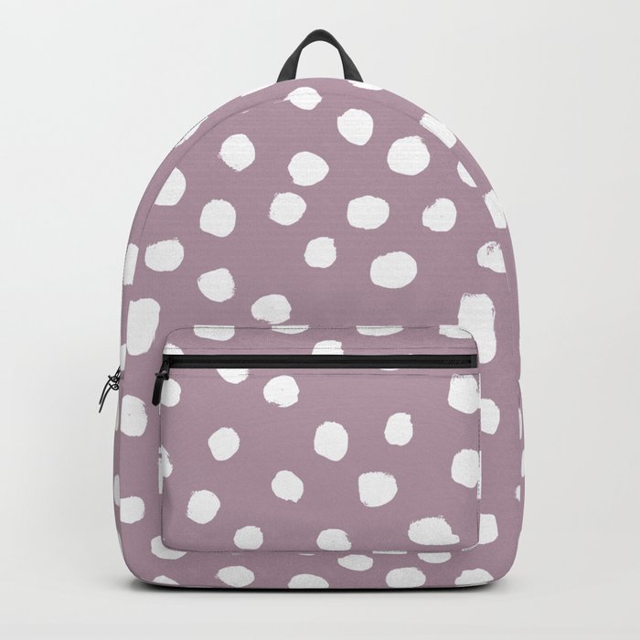Mauve dots - purple dots, minimal, painted dots, painterly, dusty purple,  Backpack