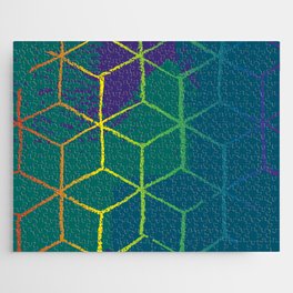 Rainbow Cube Sacred Geometry Pattern Brushstroke Jigsaw Puzzle