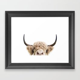 Peeking Highland Cow Framed Art Print