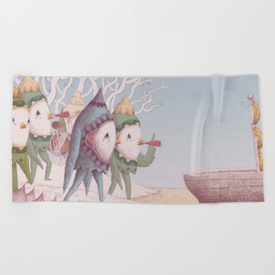 Drummer Bird Leaving Beach Towel