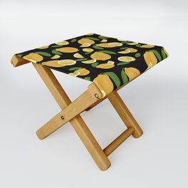 Lemons Pattern Black Folding Stool