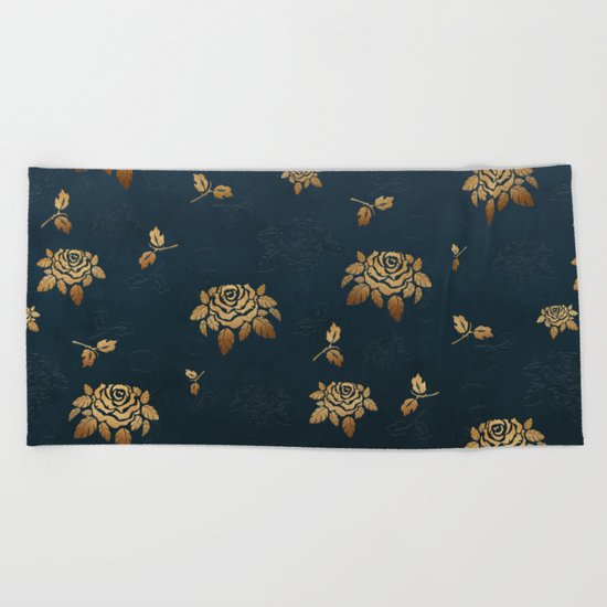 Golden Rose - Glitter Pattern Beach Towel