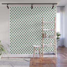 Cute Tiny Green Polka Dots Print Dotted Pattern Wall Mural