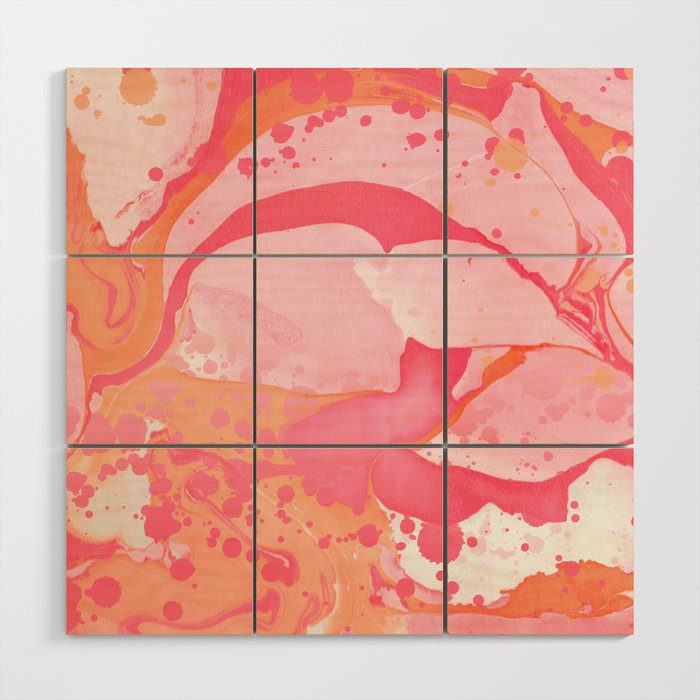 Pink Marble and Paint Splatter Wood Wall Art