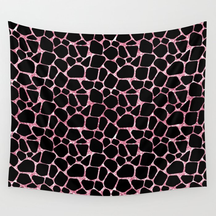 Black Pink Giraffe Skin Print Wall Tapestry
