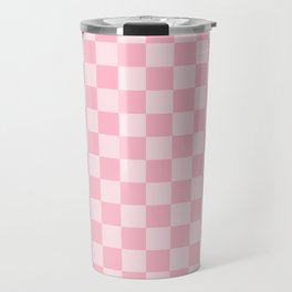 Checkerboard Mini Check Pattern in Soft Cotton Candy Pastel Pink Travel Mug