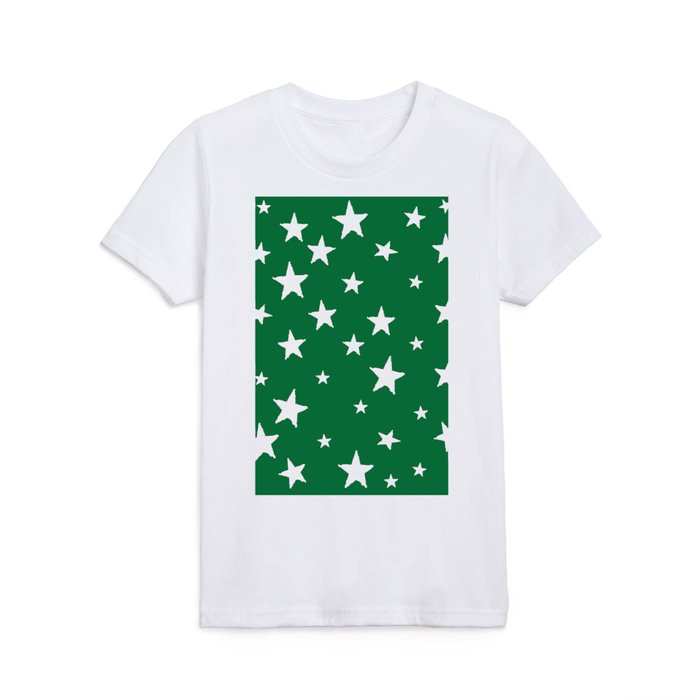 Hand-Drawn Stars (White & Olive Pattern) Kids T Shirt