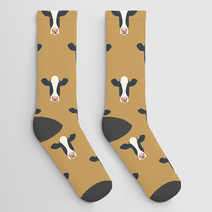 Dairy Cows (Mustard) Socks
