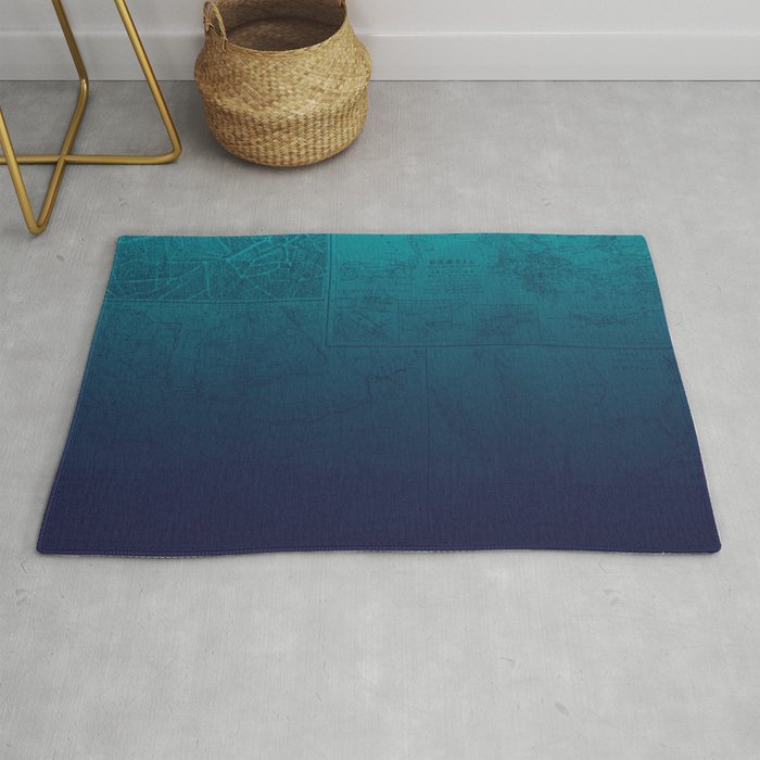 Blue Ombre Map Rug
