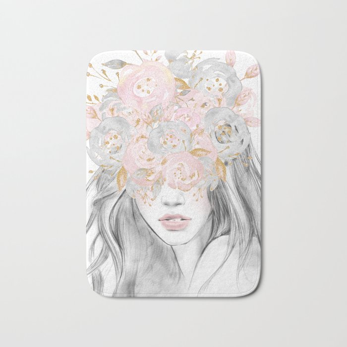 She Wore Flowers in Her Hair Rose Gold by Nature Magick Bath Mat