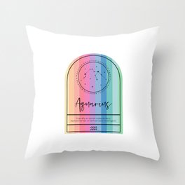 Aquarius Zodiac | Rainbow Stripe Throw Pillow