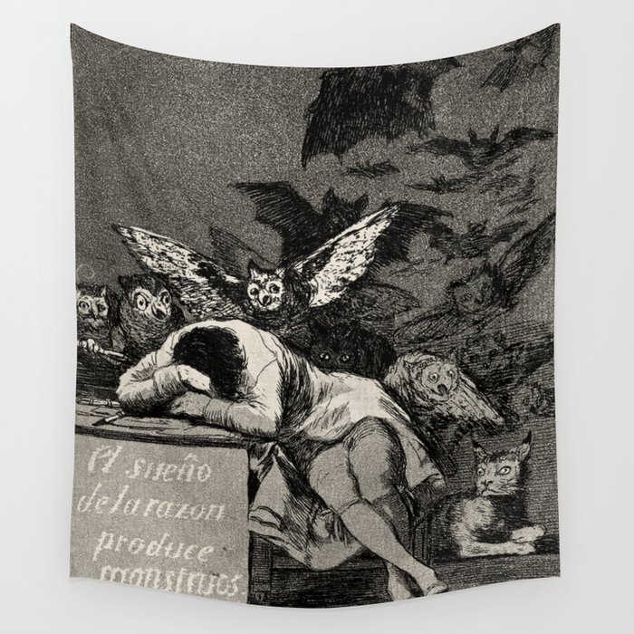 Francisco José de Goya y Lucientes - The sleep of reason produces monsters 1799 Wall Tapestry
