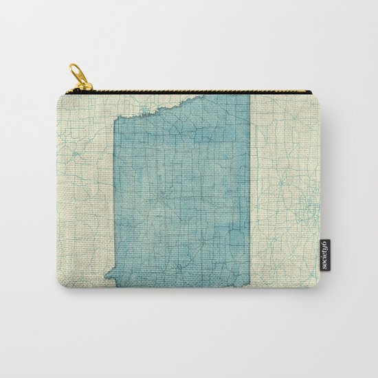 Iowa State Map Blue Vintage Carry-All Pouch