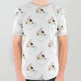 Pelican in tea cup watercolor painting print All Over Graphic Tee
