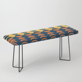 Moon Phases 12 in Navy Orange Mustard Gold Theme Bench