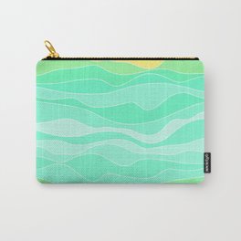 Ocean sunrise, waves in blue and green print  Carry-All Pouch | Horizon, Green, Infinite, Boho, Main, Blue, Nature, Summer, Sunrise, Graphicdesign 