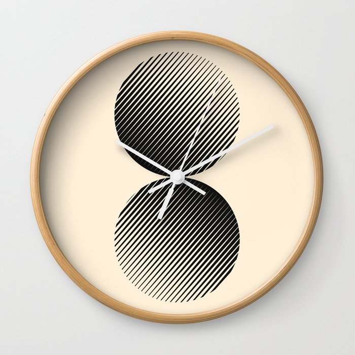 Abstraction_DOUBLE_SUN_BLACK_GRAPHIC_VISUAL_POP_ART_0512A Wall Clock