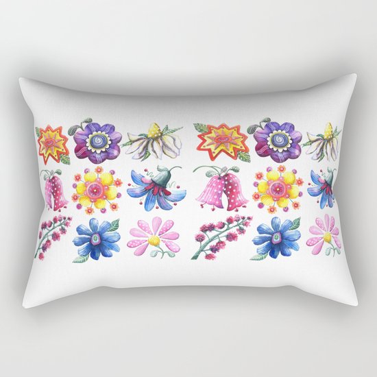 Pretty Flowers All in a Row Rectangular Pillow