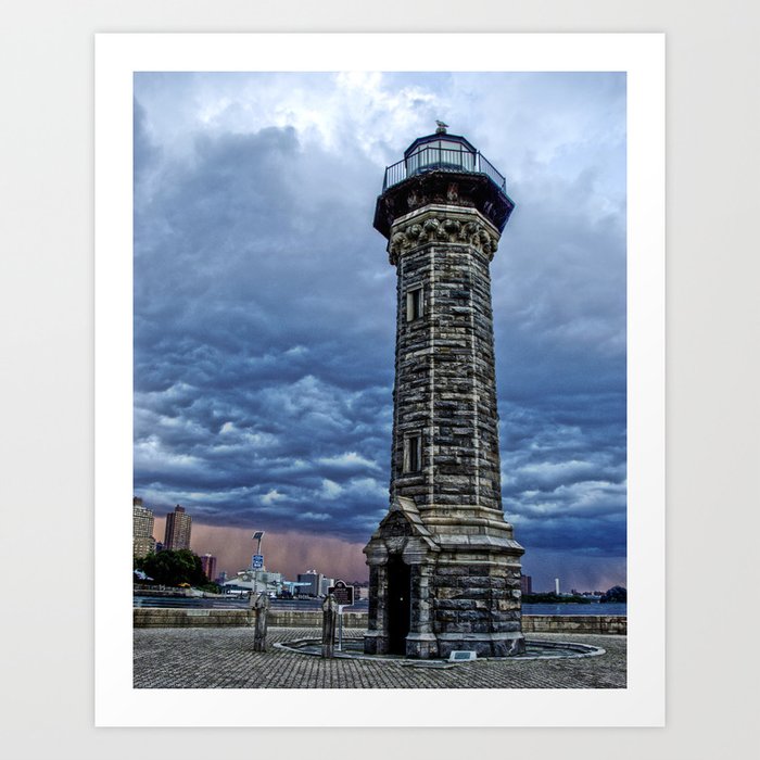 Roosevelt Island Lighthouse as the storm clouds roll in Art Print